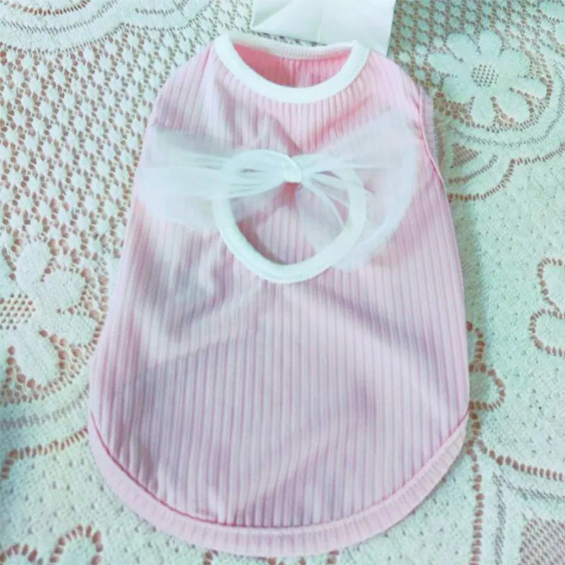 Vest for Dogs Solid Bow Dog Clothes for Small Dogs Sexy Backless Dog Costume Chihuahua Bichon 2024 Girls Dog Shirt Puppy T-Shirt