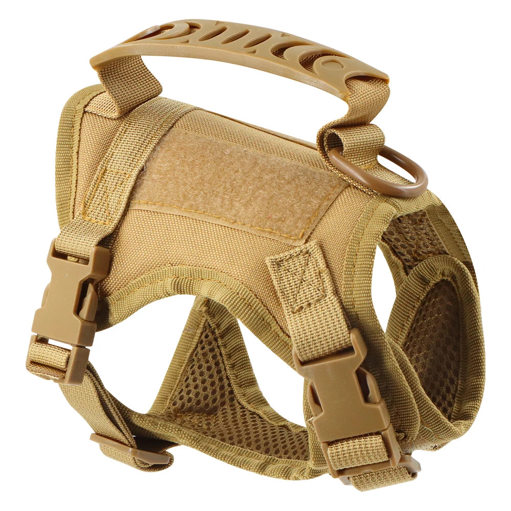 Tactical Small Dog Cat Harness Leash with Patches Working Training Puppy Straps with Handle Soft Mesh Adjustable Pet K9 Vest