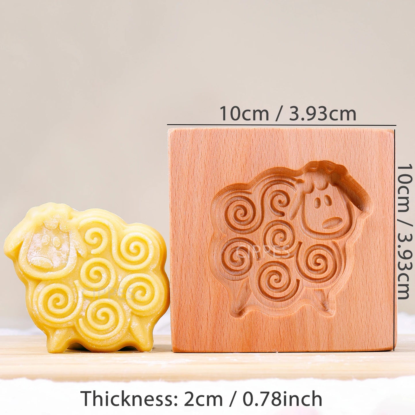 1PC Wood Cookie Mold, Animals Patterns, 3D Carved Embossed Biscuit Cutter Moulds, Fish, Bird, Bear, Sheep, Tiger, Horse, Squirre
