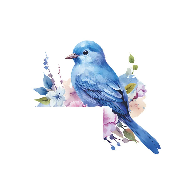 1PC Cartoon Bird Looking At Green Plants And Flowers With Stickers, Decorative Switch Stickers, Home Beautification Background W