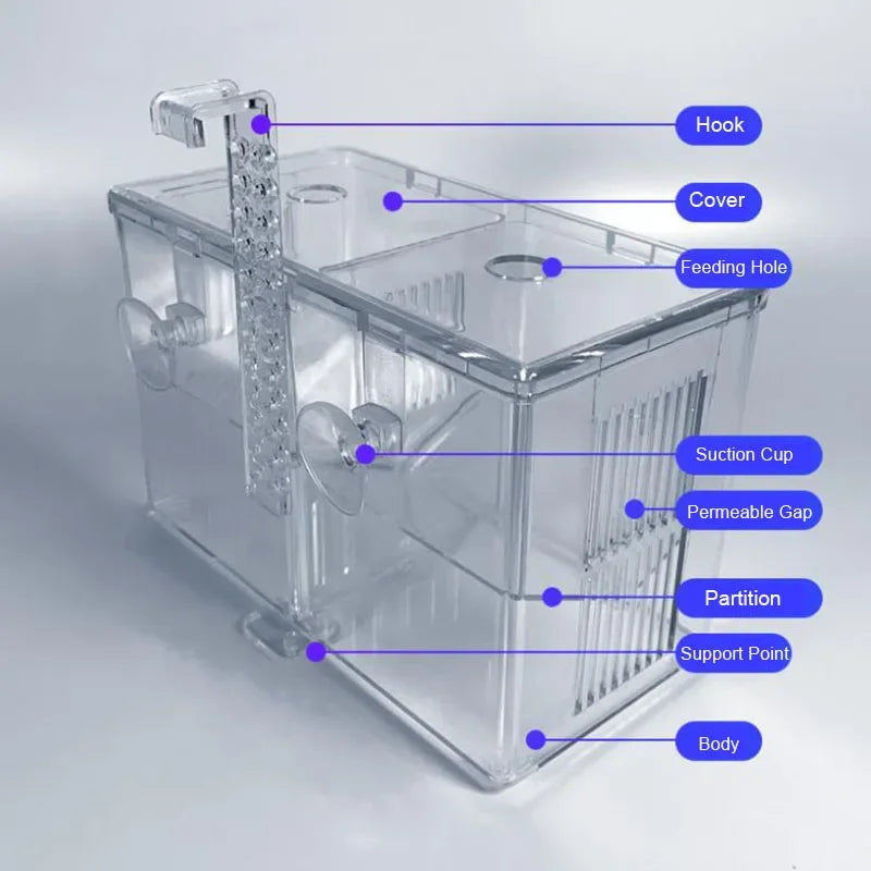 Aquarium Accessories Acrylic Fish Breeding Isolation Box Fish Tank Aquarium Breeder Double Guppies Hatching Incubator