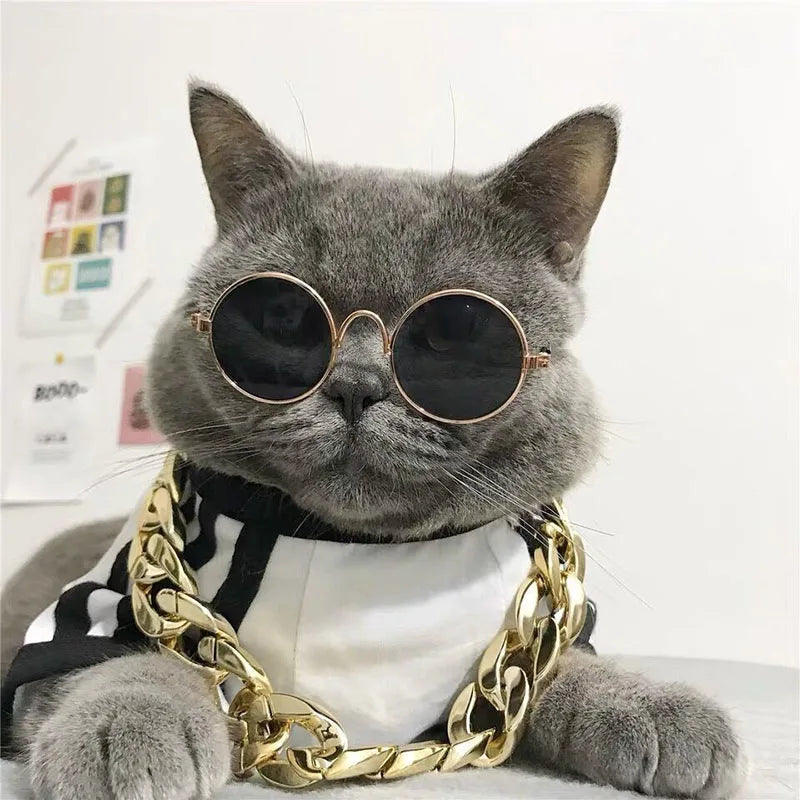 Anti-slip Cat Sunglasses Pet Accessories Small Dog Sun Glasses Classic Retro Circular Glasses for Kitten Photos Props Cosplay