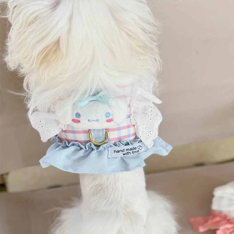 Cute Animal Lace Pet Vest Harness Handmade Lattice Vest for Small Dogs Bichon Frise Princess Summer Clothes Leash Accessories