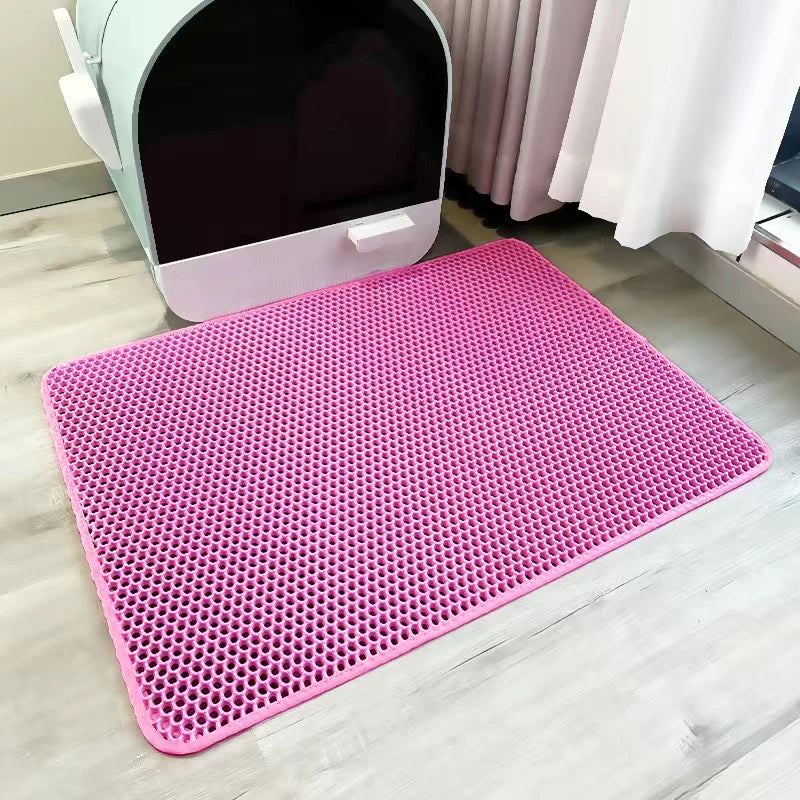 1pc, Cat Litter Mat, Cat Waterproof Litter Trapping Mat,Double Layer Filter Washable Non Slip Cat Mat For Cleaning, Pet Supplies