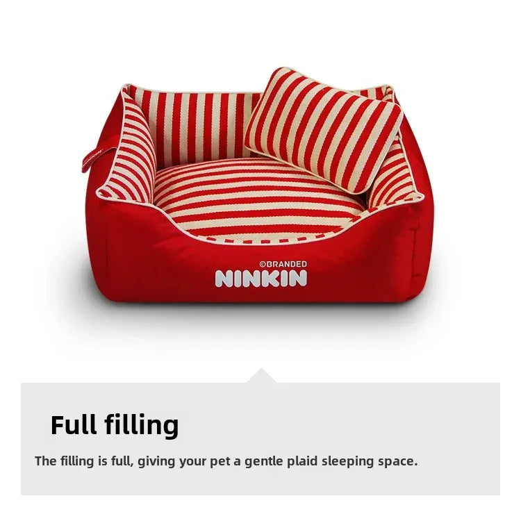 Wholesale Pet Nest Bite Resistant Yarn Canvas Kennel Dog Bed, Teddy Square Dog Bed All Seasons Cat Nest