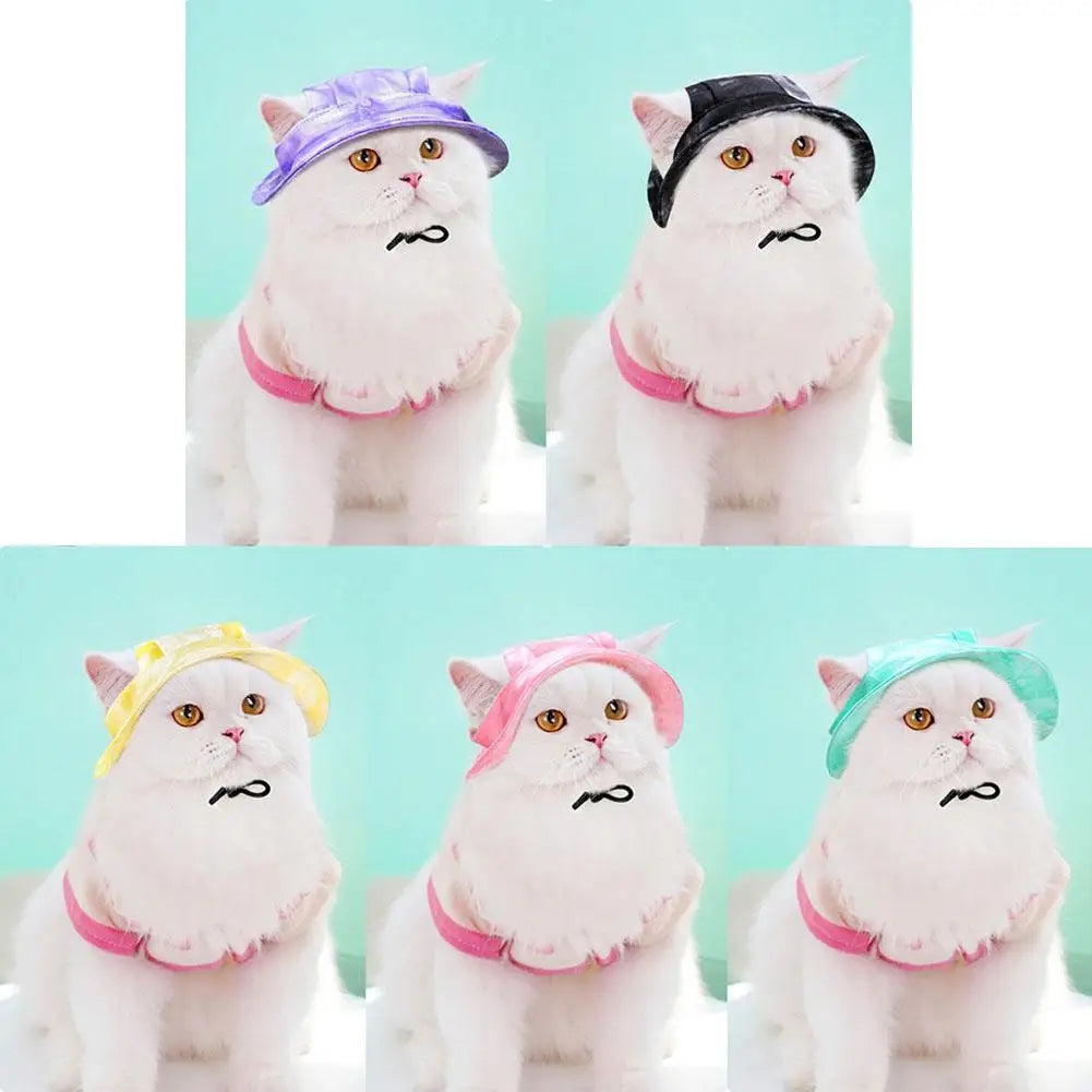 Dog And Cat Sun Hat Anti-strangle Hat Anti-fall Exposed Ears Adjustable Rope Buckle Bucket Hat Pet Supplies Colorful Large Size