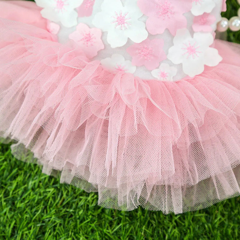 Lace Chiffon Dress for Small Dog Cat Lovely Floral Dress Pet Party Birthday Costume Dog Wedding Dress Cute Dog Clothes in Summer