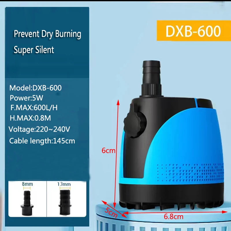 5W Bottom Suction Water Pump Aquarium 220V-240V Ultra-Quiet Submersible Pump For Water Cycle and Pumping of the Fish Tank