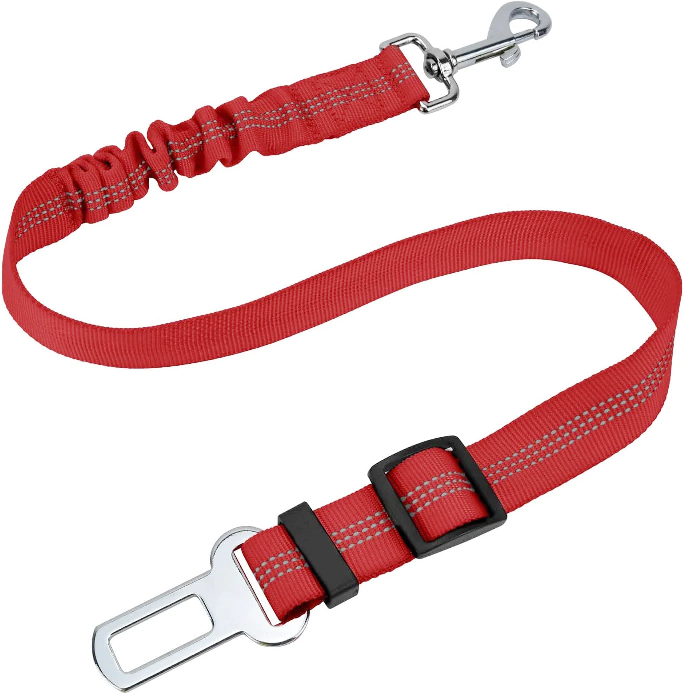 Adjustable Dog Seatbelt for Small Medium Large Dogs with Elastic Shock Absorbing Bungee Buffer Reflective Safety Dog Car Harness