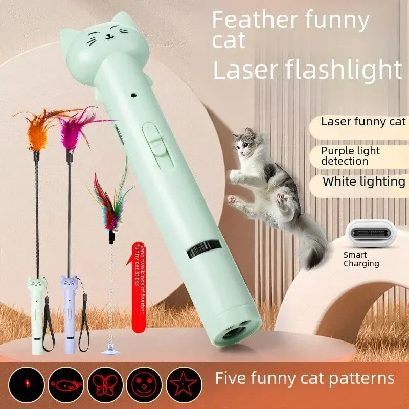 USB Charging Laser Cat Teasing Stick Infrared Laser Light Pattern Projection Cat Toy Pet Supplies Cat Teasing Pen cat toys