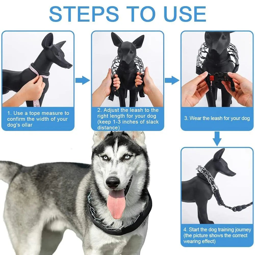 Pet Prong Collar for Dogs Adjustable Dog Choke Pinch Training Collar with Rubber Tips & Nylon Cover for Small Medium Large Dogs