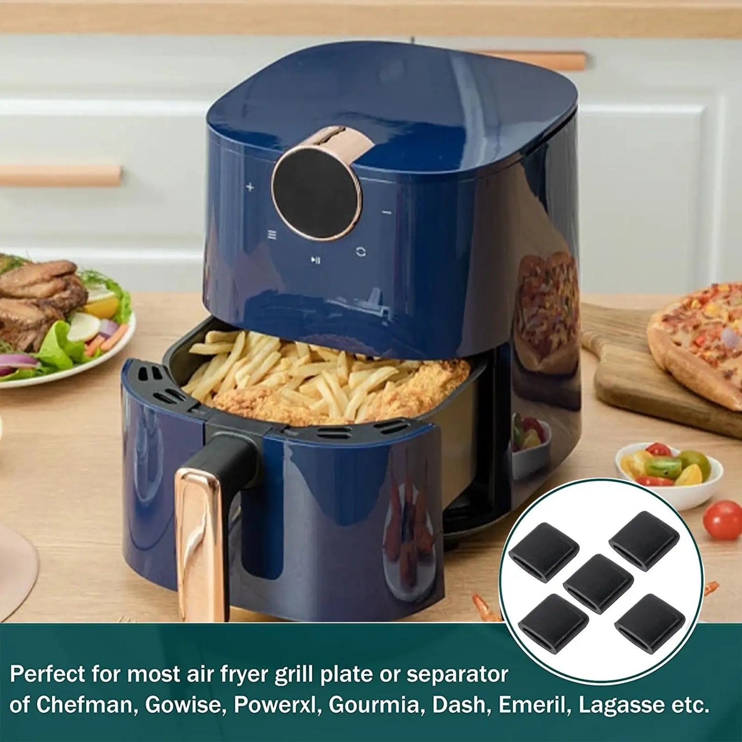 Air Fryer Rubber Bumpers Black Air Fryer Scratch Protection Air Kitchen Tray Fryer Replace Parts Accessories Cover Rubber W1T4