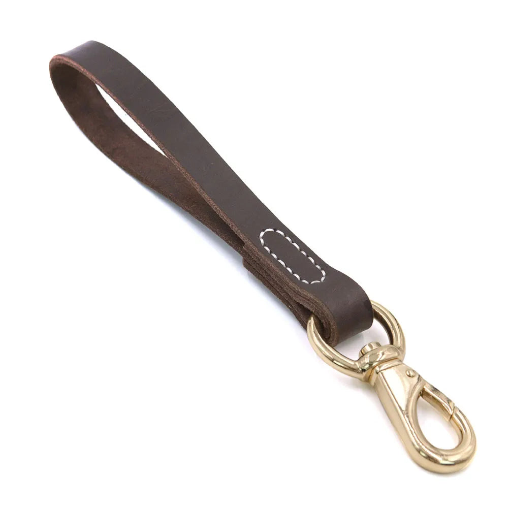Genuine Leather Short Dog Leash 30cm Short Dog Traffic Lead Leash for Large Medium Dogs Pet Training Walking Leash for Big Dogs