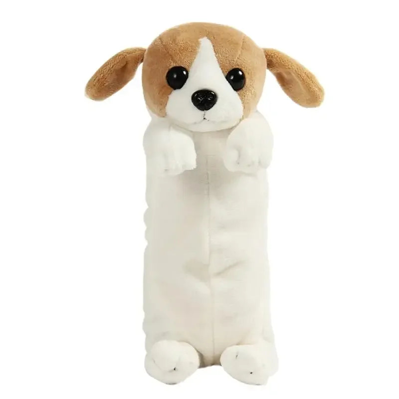1PC Estuche de lápices de felpa suave para niños y niñas, bolsa de bolígrafos de simulación , lindo perro, papelería escolar