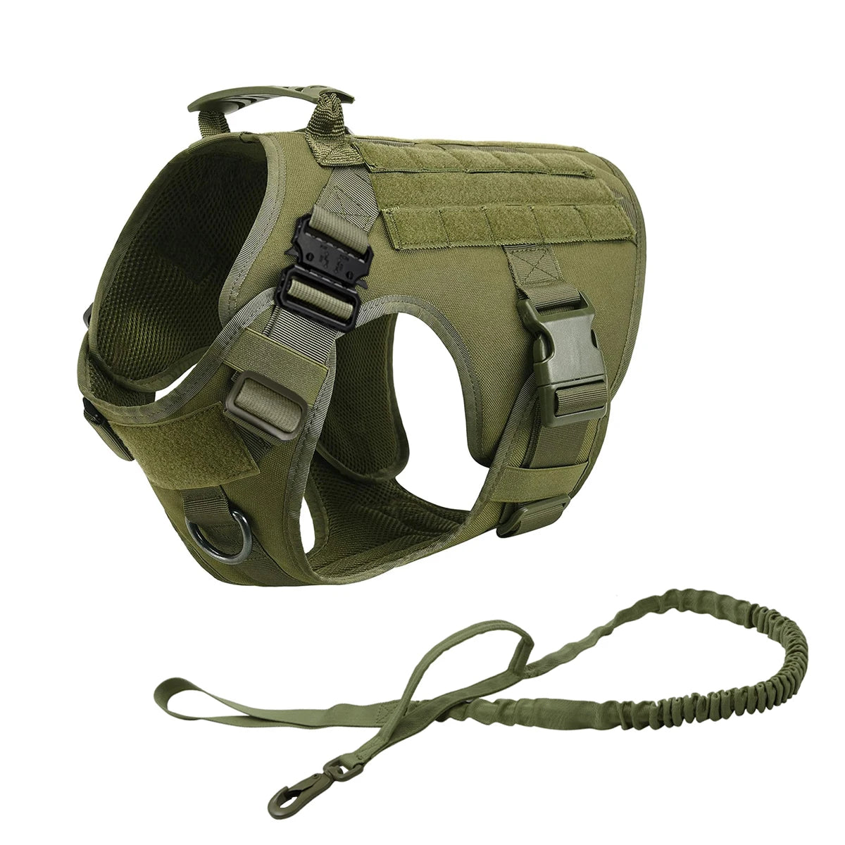 Large Dog Harness Collar Leash Molle Pouches Tactical Training Service Dog Vest Heavy Duty Dog Harness for Small Medium Dogs