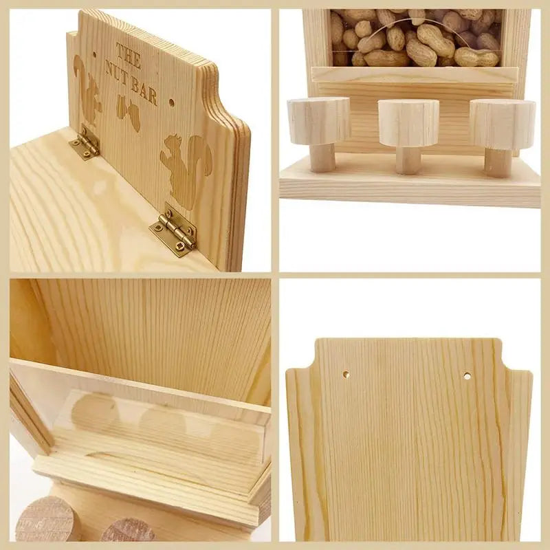 Squirrel Feeders for Outside Wooden Small Pet Window Feeder Nut Bar Feeders Multipurpose Chipmunk Feeder Squirrel Snacker