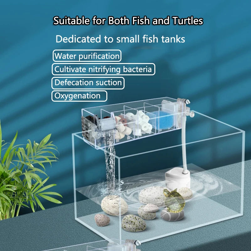 Waterfall Fish Tank Filter Box Wall Mounted Built-in Silent Circulating Water Purifier For Aquarium Tank Box With Water Pump