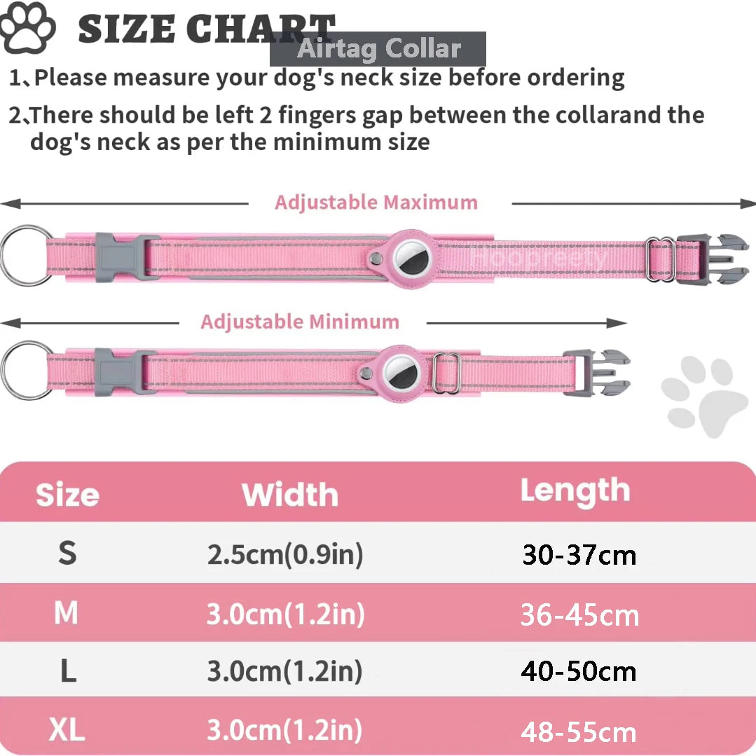 Reflective AirTag Dog Collar, Heavy Duty Dog Collar with Adjustable AirTag Holder Case Accessories for Small Medium Large Dogs