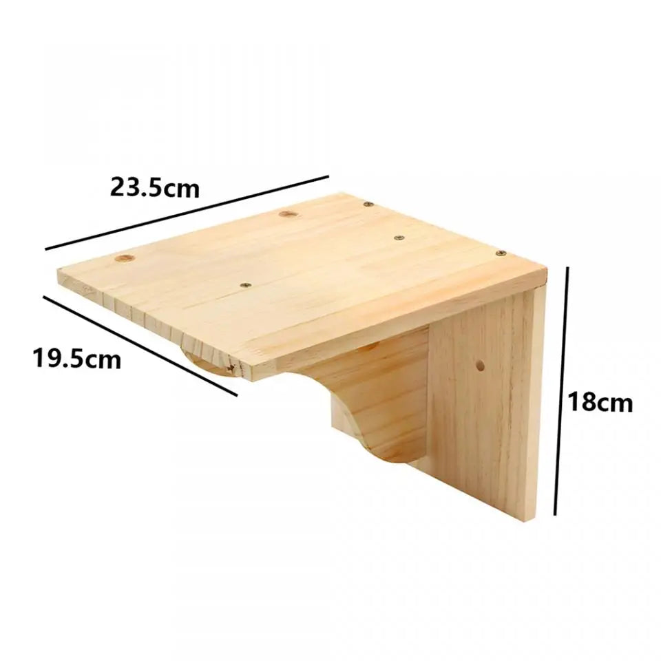 Cat Wall Climbing Shelves Wall Mounted Hammock Cat Scratching Post Wooden Stairway Shelves with Sisal Rope Ladder Wall Cat Tree