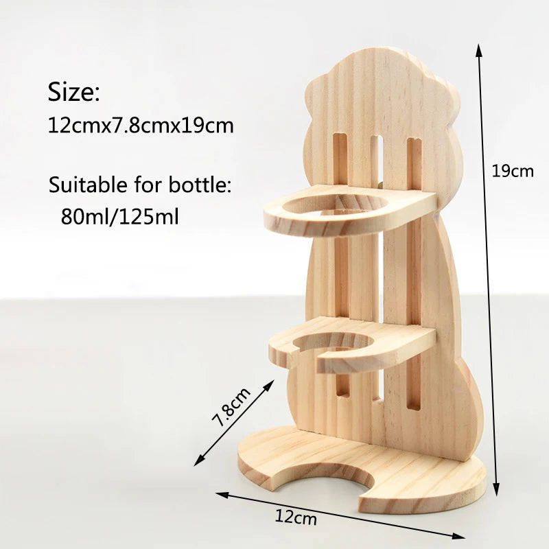 Adjustable Wooden Small Pets Water Drinking Bottle Holder Feeding Bottles Stand Auto Dispenser Holder Guinea Pigs Chinchillas