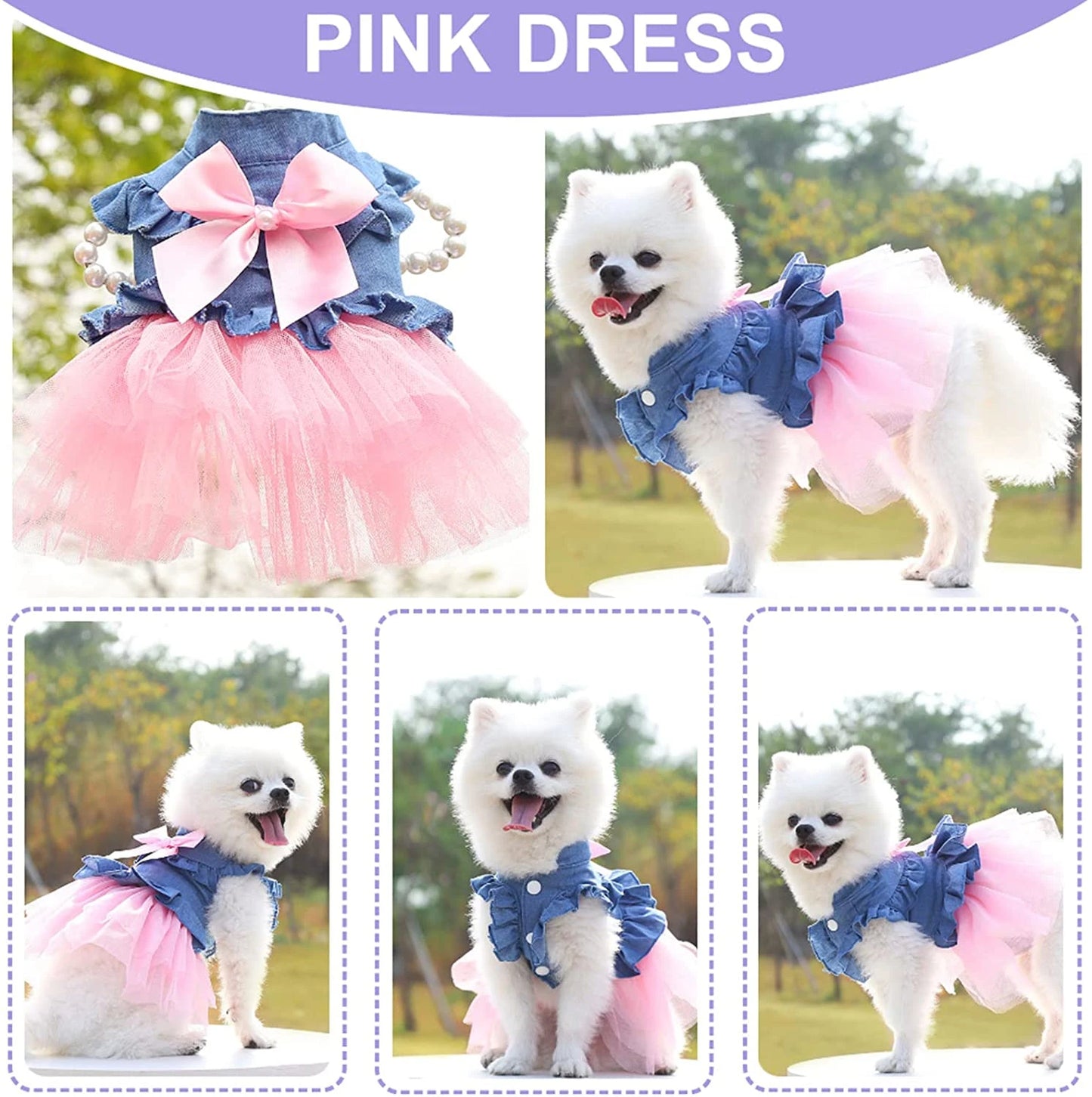 Cute Girl Dog Dress Bowknot Princess Lace Tulle Skirt Ruffle Tutu Dress for Small Dogs Cats Chihuahua York Summer Puppy Clothes