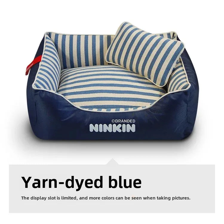 Wholesale Pet Nest Bite Resistant Yarn Canvas Kennel Dog Bed, Teddy Square Dog Bed All Seasons Cat Nest