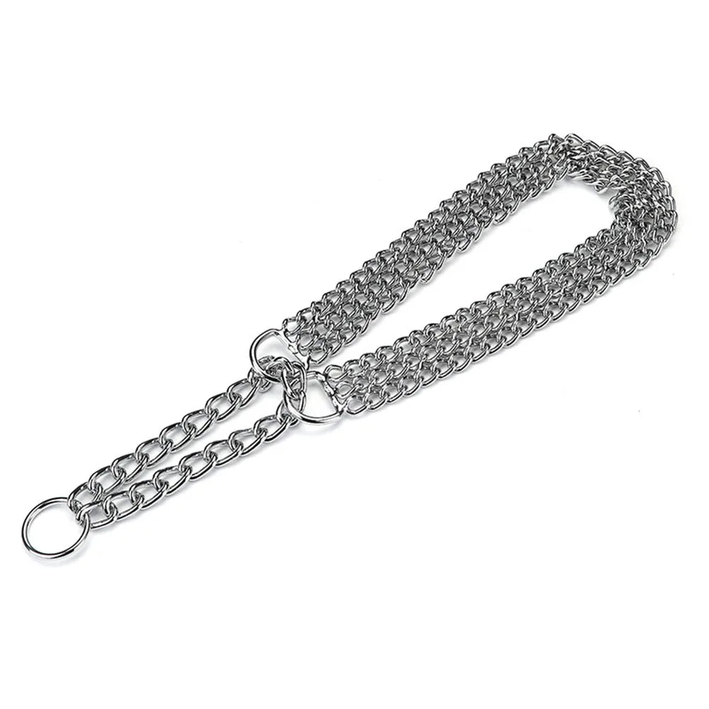 Dog Choker Collar No Pull Dog Collar Martingale Collar Seamless Die-Casting Three Row Chain Dog Collar for Dogs Training Walking