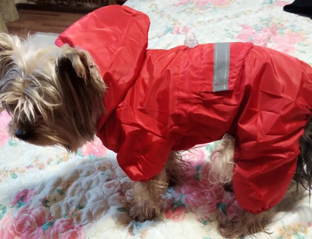 Dogs Raincoat Adjustable Puppy Dog Raincoat Waterproof 4 Legs Raincoat for Small Dogs Outdoor Pet Poncho with Reflective Strap