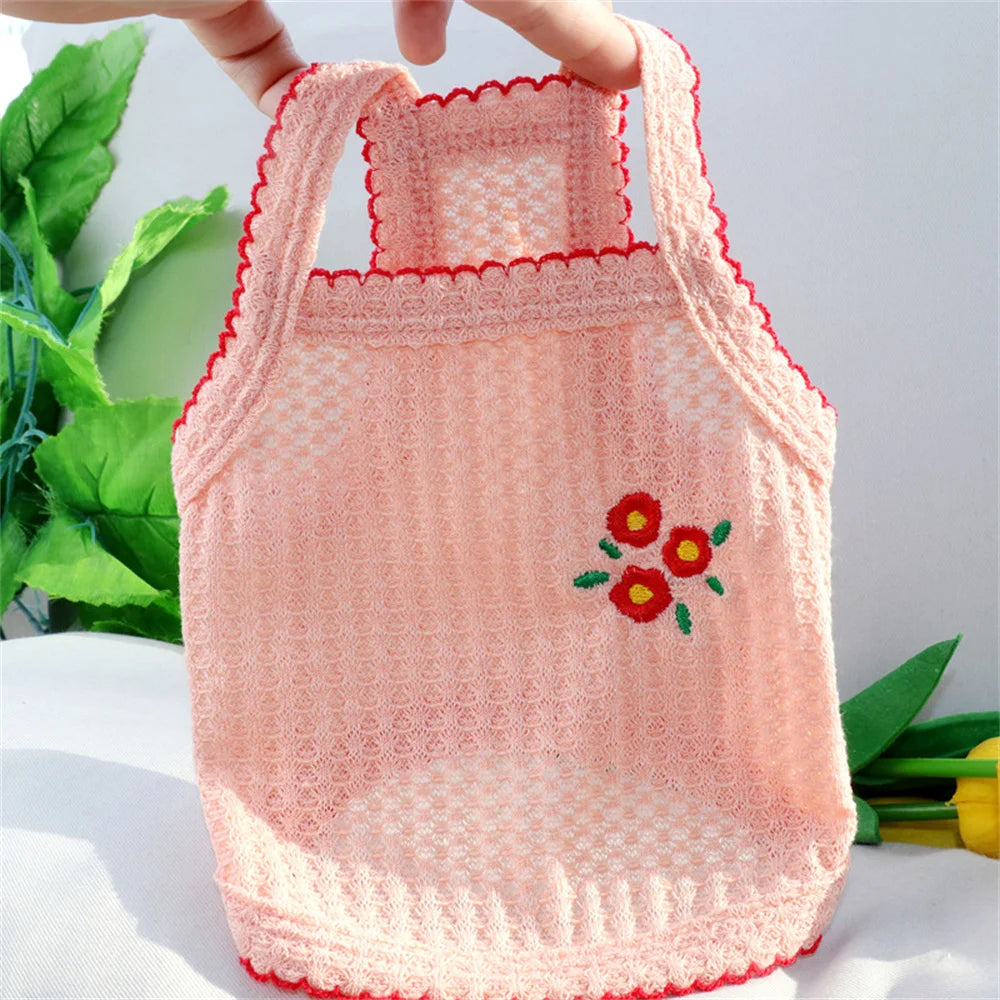 Sweet Puppy Dog Camisole Vest for Small Dogs Summer Pet Clothes Pomeranian Maltese Shirts mascotas Flower Embroidered Clothing