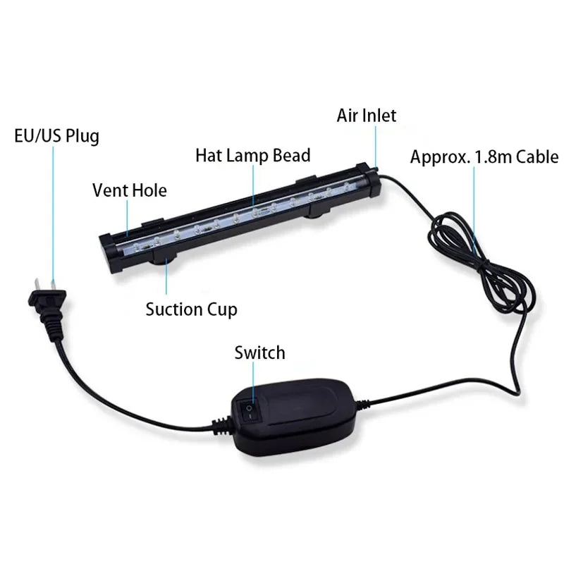 Aquarium LED Light Bubble Waterproof Fish Tank Lighting Underwater Fish Lamp Aquatic Decor Plant Lamp 100-240V 1W/2W/3W/4W