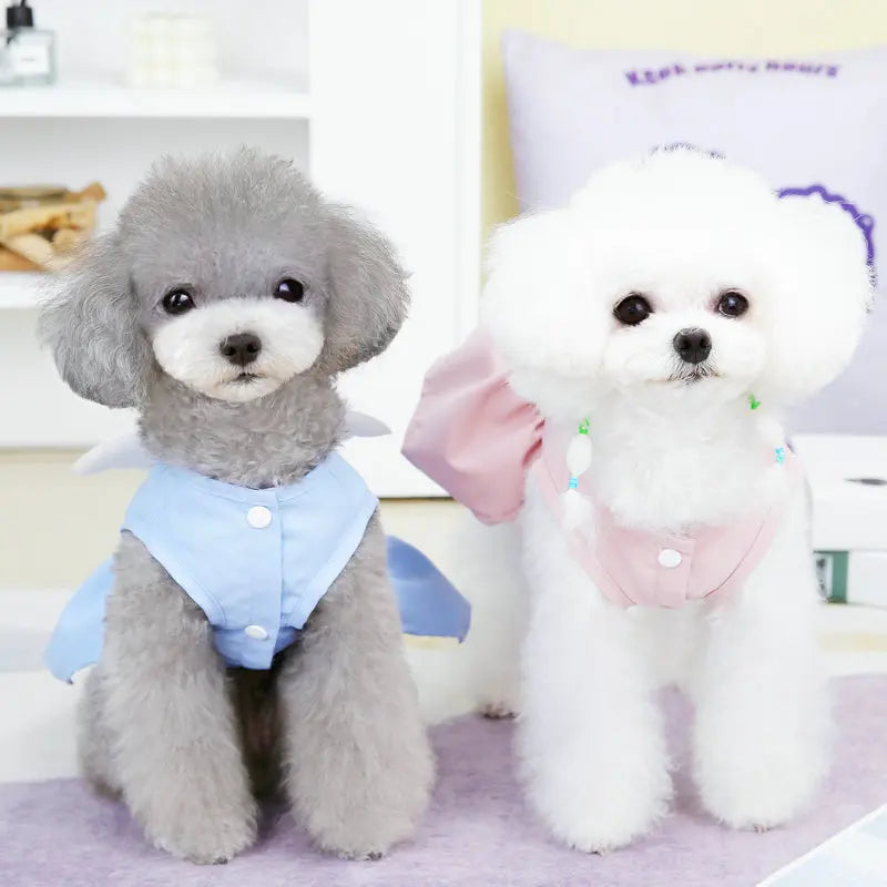Angel Wings Girls Dog Dress Cat Sundress Puppy Skirt Cute Princess Dress Spring Summer Clothes for Small Dogs Yorkies Chihuahua
