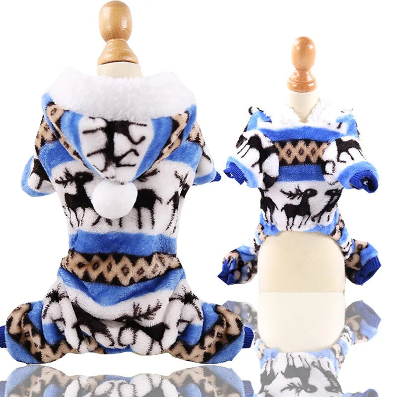 Pet Dog Soft Warm Jumpsuits Clothing for Dogs Pajamas Fleece Small Puppy Coat Pet Outfits Hoodie Clothing Cats Clothes Christmas