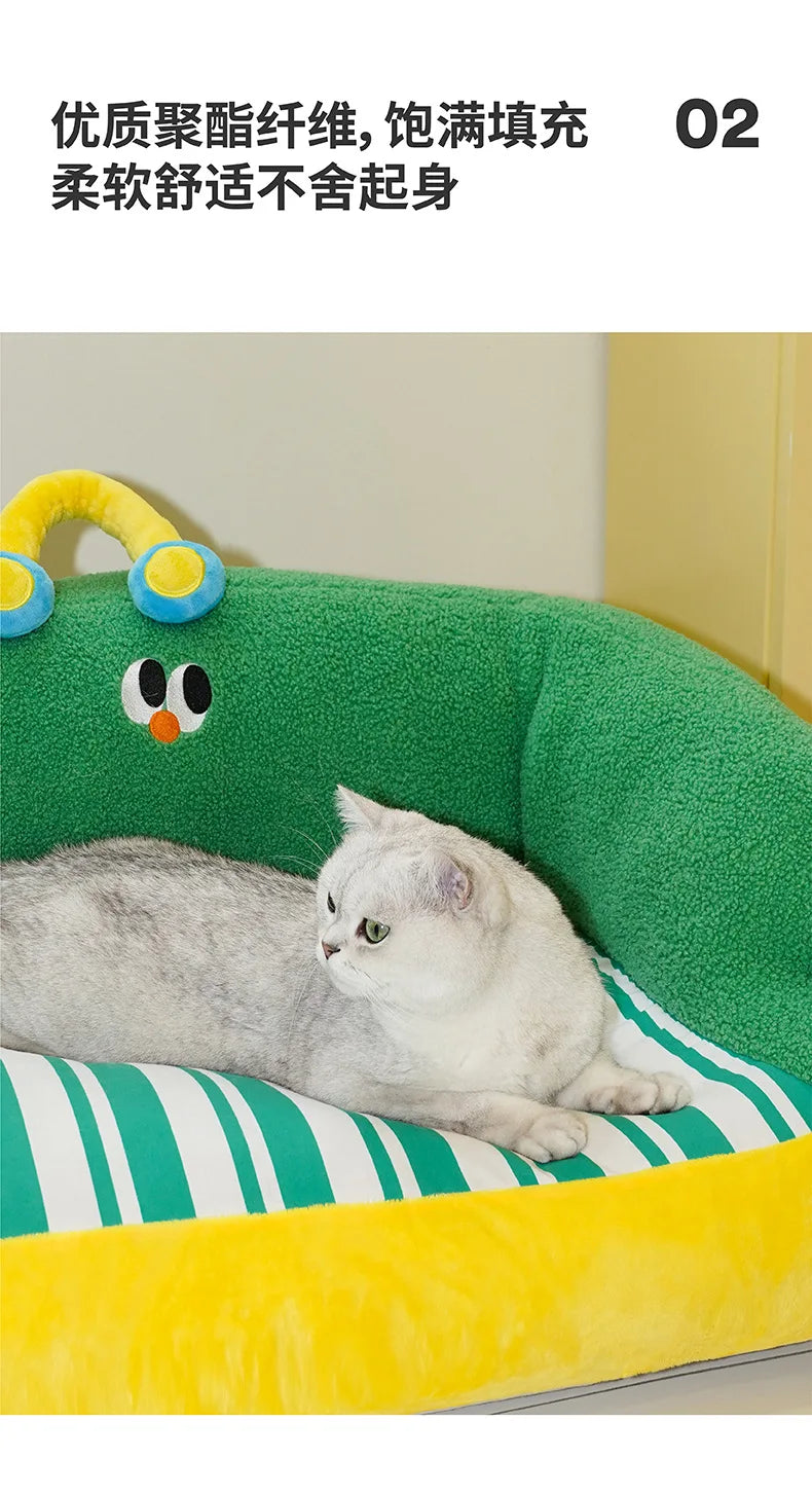Zeze green lush pet bed cat litter all seasons removable dog litter teddy bear small dog warm sofa