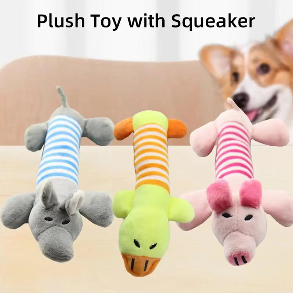 Pet Toys Cute Pet Chewing Teething Toys Cartoon Embroidery Bite-resistant Decompression Duck Pig Elephant Sounding Toys