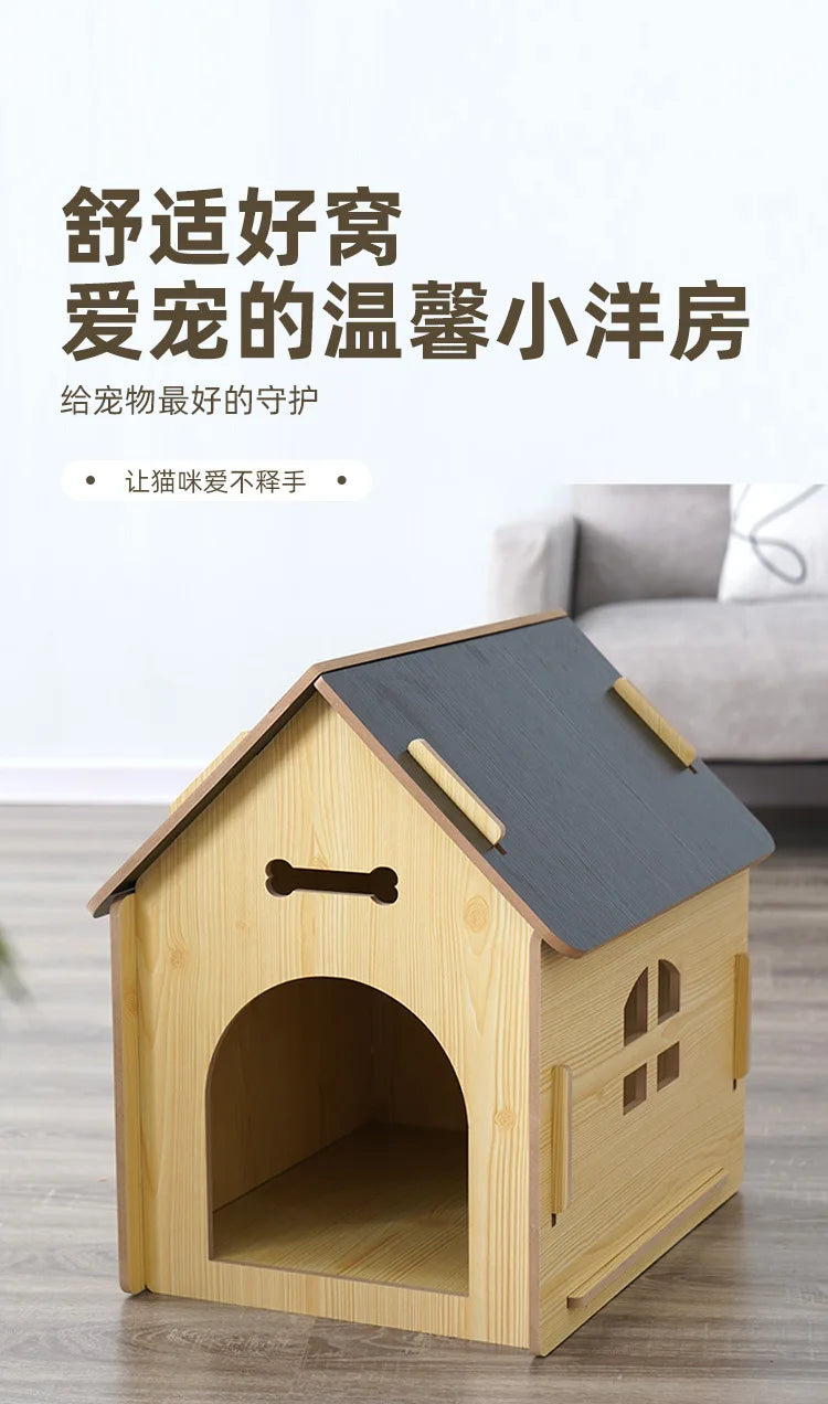 Wholesale new spot detachable wooden dog house cat house pet with window dog house chalet indoor outdoor pass