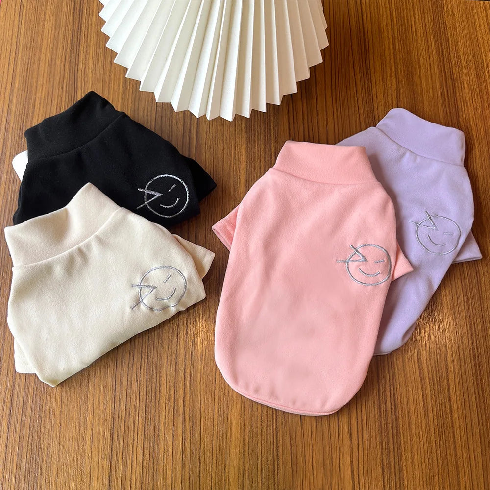 Spring and winter new warmth German velvet cat dog base coat pet clothes Teddy cat Fadou corgi smiling face pattern pet clothes