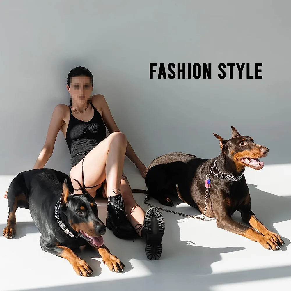 Dog Choker Collar No Pull Dog Collar Martingale Collar Seamless Die-Casting Three Row Chain Dog Collar for Dogs Training Walking