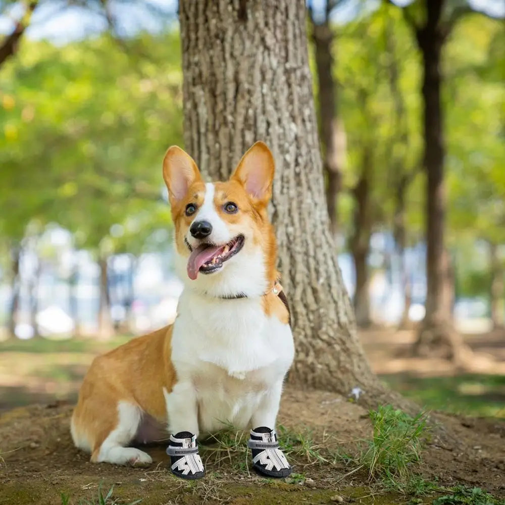 4PCS Dog Boots Dog Boots Paw Protector 5 Sizes Dog Boots With Rugged Rubber Sole Breathable Dog Boots Anti-slip For Summer