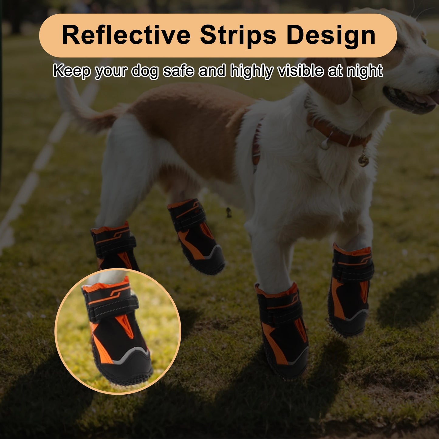 UXCELL 4pcs Casual Dog Shoes Waterproof Anti-Slip Dog Shoes Dog Boots Paw Protectors Outdoor Walking Protector Pets Shoes