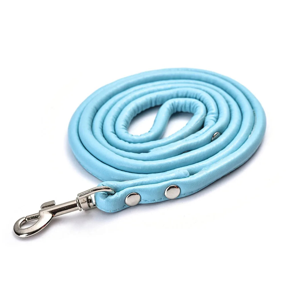 Pet Products Round Colorful PU Rolled Dog Walking Leashes for Small Medium Breeds Dogs Puppy Chain Lead Training Walking Leash