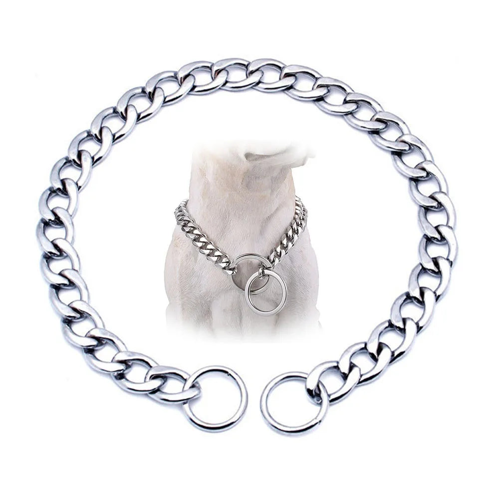 Dog Collar Slip Chains for Dogs Smooth Flat Stainless Steel Choke Chain Collar for Training Small Medium Large Dogs Pet Products