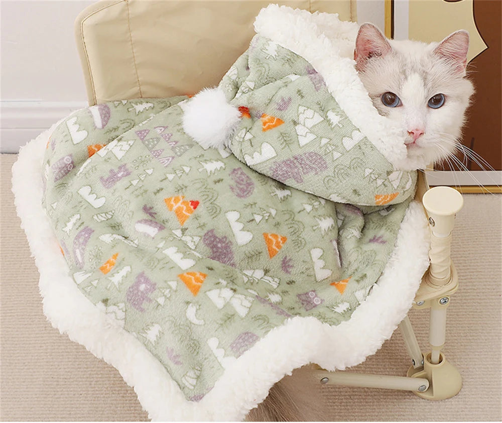 Sphynx Cat Sleeping Bag Cloak Winter Warm Pet Mat Blanket for Cats Gotas Kitten Sleeping Quilts mascotas Accessories Hood Pajama