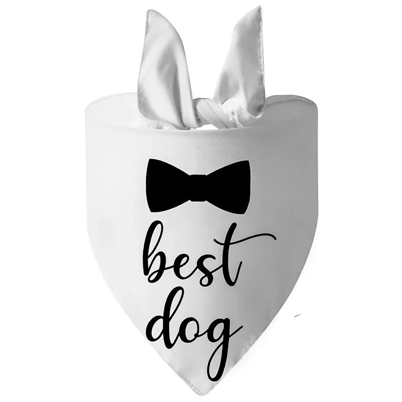 Dog Wedding Bandana Pet Triangle Bib White Scarf Neckerchief Engagement Announcemet She Said Yes My Humans are Getting Married