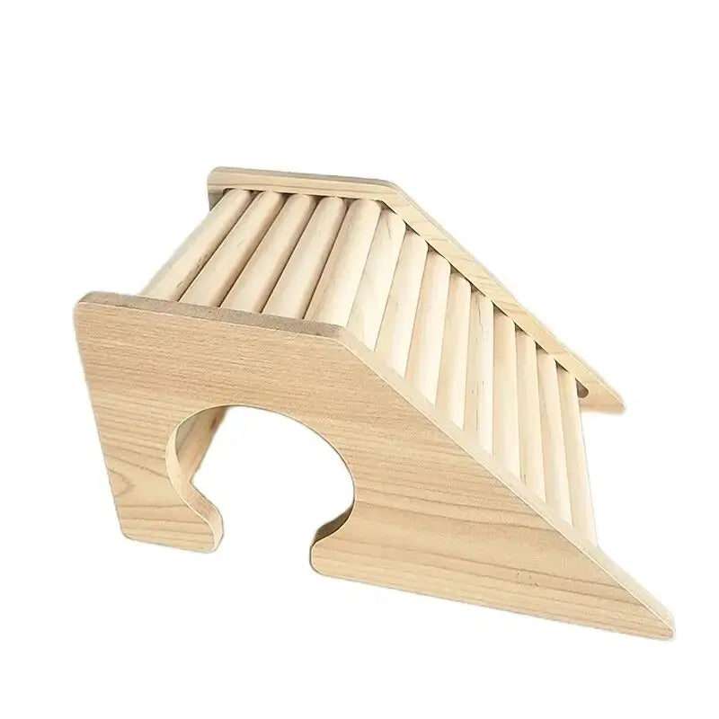 Smooth Hamster Hideaway Wooden Hamster House with Climbing Ladder Small Pet Castle Arch Bridge for Dwarf Mice Gerbils Small Pets