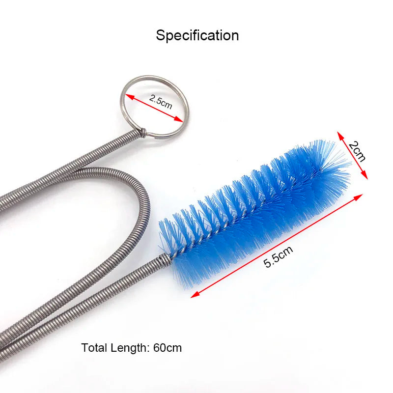Aquarium Pipe Cleaning Brush Fish Tank Cleaner Tube Stainless Steel Water Filter Air Tube Flexible Double End Hose Accessories