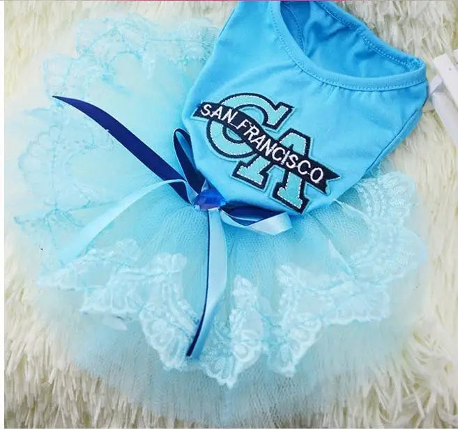 Dog Wedding Dress Cotton Lace Floral Dress For Small Dogs Chihuahua Summer Puppy Dress Pomeranian Princess Tutu Yorkshire Clothe