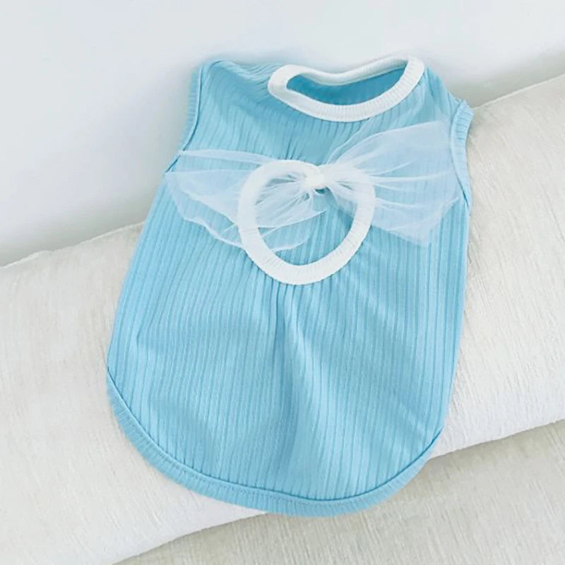 Vest for Dogs Solid Bow Dog Clothes for Small Dogs Sexy Backless Dog Costume Chihuahua Bichon 2024 Girls Dog Shirt Puppy T-Shirt