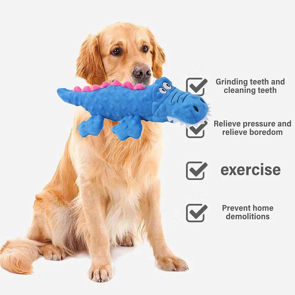 Cool Crocodile Dog Toys Durable Dog Chew Toy Dog Squeak Toy with Fun Crinkle Paper Plush Pet Toys Suitable for Small Medium Dogs