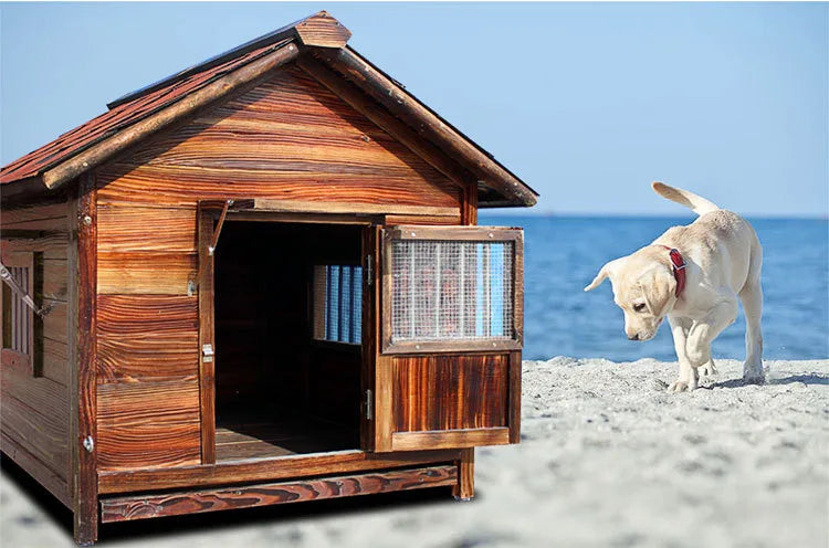 4XL Pet Kennel Large Dog Summer Cooler All Seasons Universal Medium Dog Kennel Solid Wood Removal and Washing