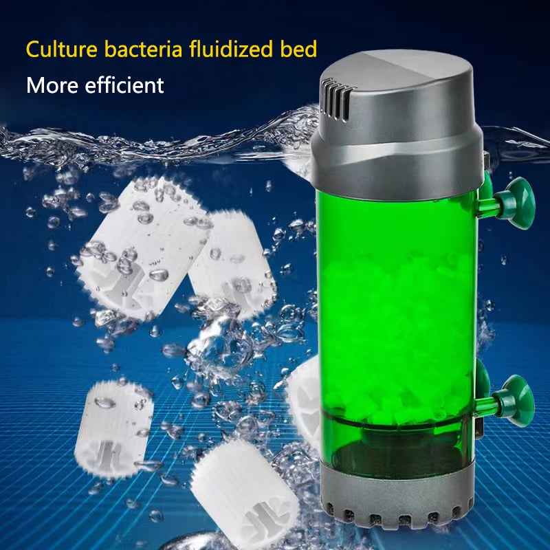 Aquarium Fish Tank Fluidized Moving Bed Filter Bubble Bio Media Filter Fish Tank Sponge With Sucker Air Stone And Sponge Filter